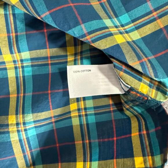 Duluth Men's BBQ Relaxed Fit Short Sleeve Shirt Plaid, Green Blue, L - Picture 4 of 4